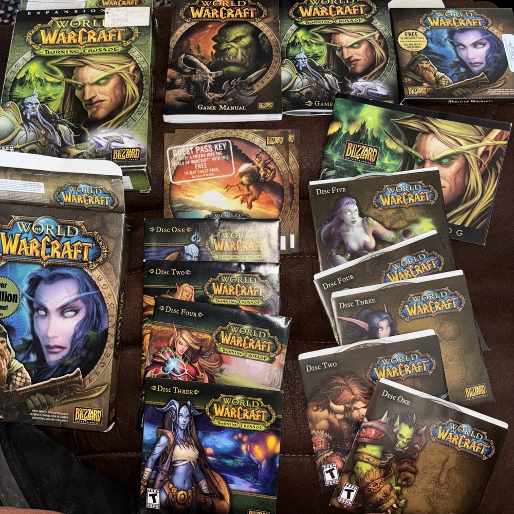 World of Warcraft and WOW Burning Crusade Expansion Game LOT of 2 Games Big Box!